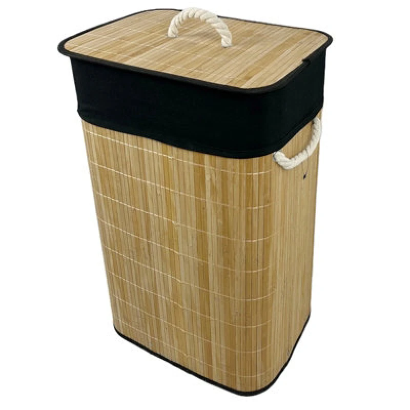 Image of Gr8 Home Bamboo Laundry Basket With Lid Liner 72L Folding Washing Clothes Bin Hamper Bag