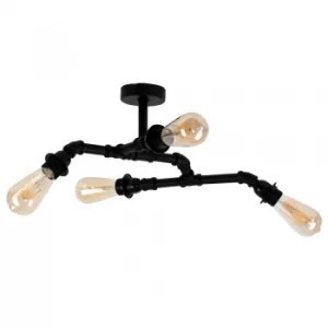 Image of Luiggi Steampunk 4 Way Angular Ceiling Light in Black