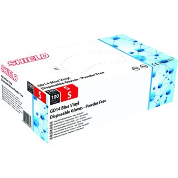 Image of Shield Powder-Free Vinyl Gloves Small Blue Pack of 100 GD14