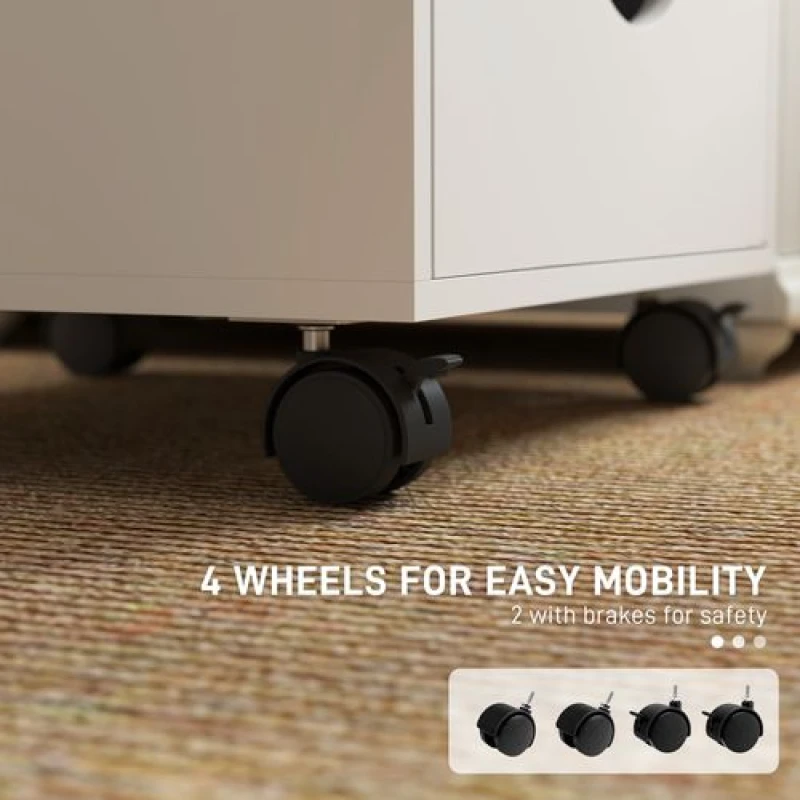 Image of HOMCOM Mobile Vertical Filing Cabinet with 5 Drawers for Home Office, White White