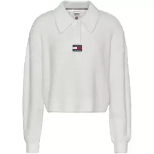 Image of Tommy Jeans Tjw Bxy Crop Furry Polo Sweater - Cream