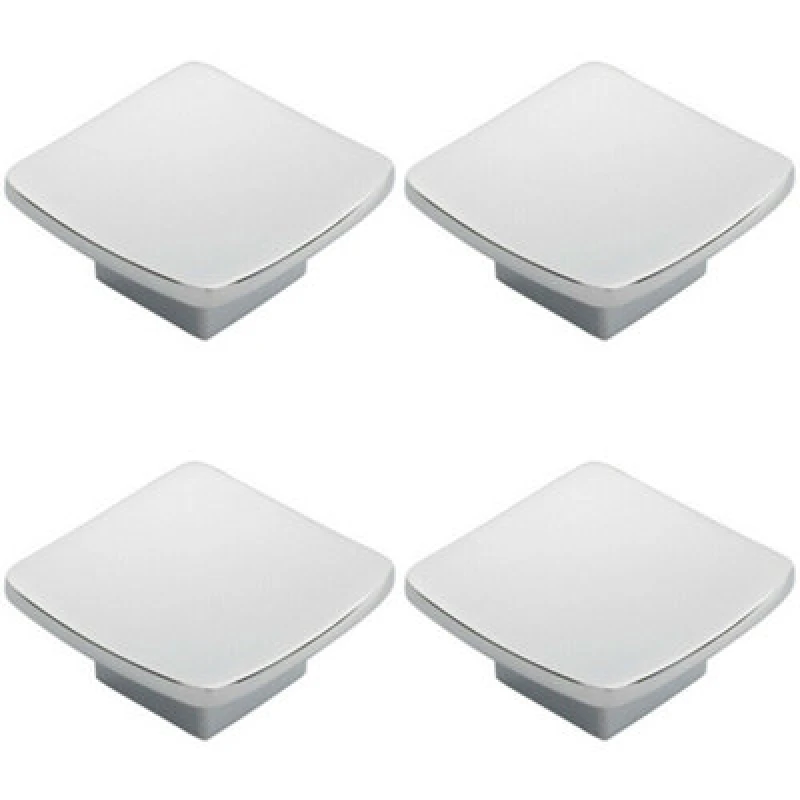 Image of Loops 4x Square Curved Cupboard Door Knob 45 x 45mm Polished Chrome Cabinet Handle Multi unisex