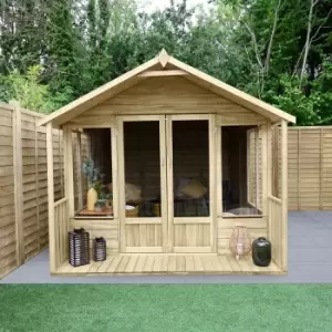 Image of Forest Garden Oakley 8X12 Apex Overlap Solid Wood Summer House With Double Door (Base Included)