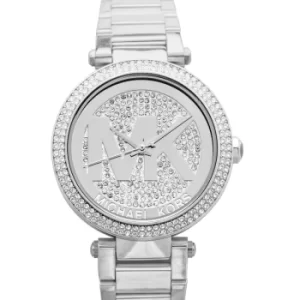 Image of Parker Quartz Silver Crystal Pave Dial Ladies Watch