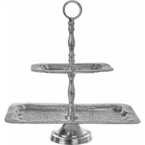 Image of Premier Housewares 2 Tiered Cake Stand Hammered Aluminum Cake Holder For Cupcake And Desserts Decorative Cupcake Stand Perfect For Parties and