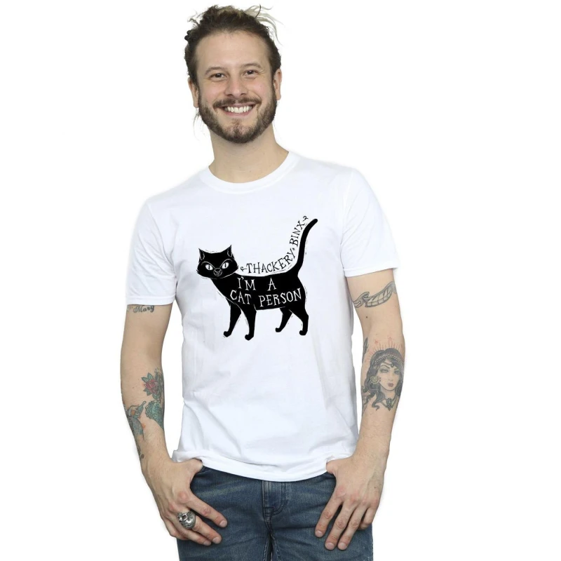 Image of Disney Men Hocus Pocus A Cat Person T-Shirt in White Size: Small White S Male 5063153119291