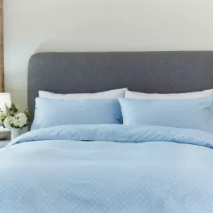 Image of Helena Springfield Brushed Polka Dot Single Duvet Cover Set, Blue