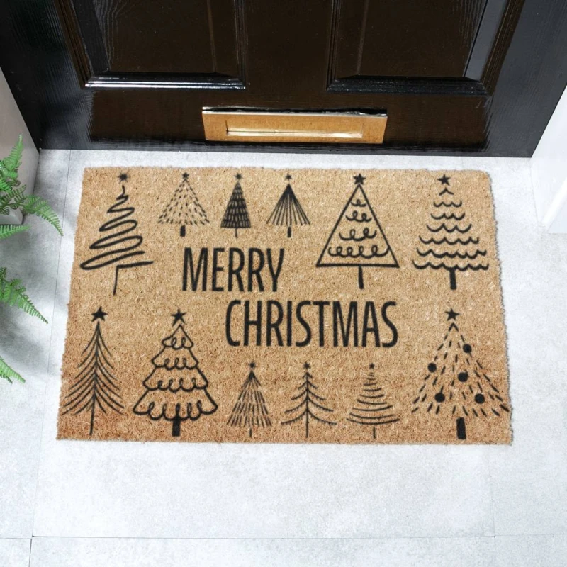 Image of Artsy Mats Merry Christmas Tree Doormat, Brown 6040-MERRYXMAST