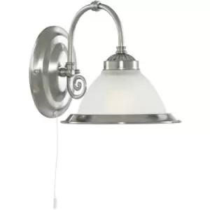 Image of Searchlight Lighting - Searchlight American Diner - 1 Light Wall Light Satin Silver with Acid Ribbed Glass Shade, E27