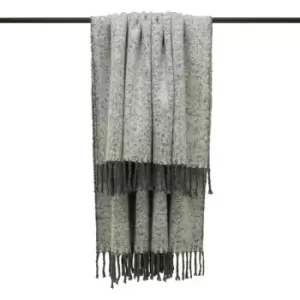 Image of Furn Weaver Throw with Herringbone Design (One Size) (Grey) - Grey