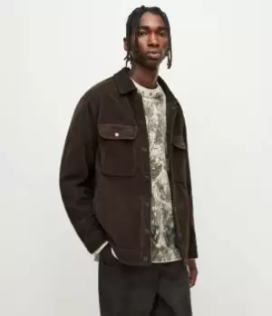 Image of AllSaints Mens Castleford Corduroy Shirt, Meadow Brown, Size: M