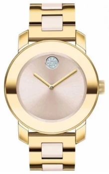 Image of Movado Bold Gold Plated Stainless Steel Beige Dial Watch