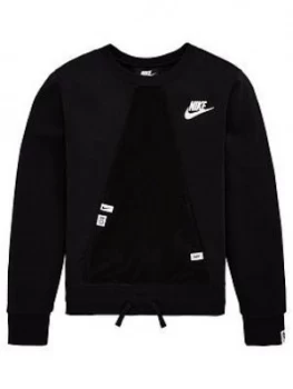 Image of Nike Sportswear Older Girls Heritage Crew Neck Sweat - Black Size M 10-12 Years, Women