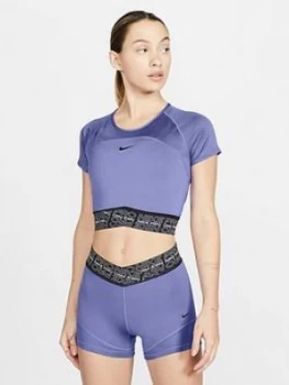 Image of Nike Training Pro Short Sleeve Crop Top - Thistle