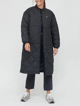 Image of Tommy Jeans Quilted Bomber Coat - Black Size XS Women