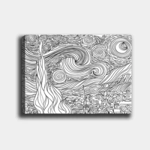 Image of MANDALA96 White Black Decorative Canvas Painting