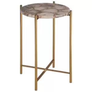 Image of Natural Agate Side Table with Gold Finish