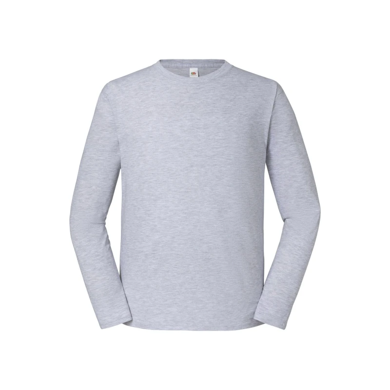 Image of Fruit Of The Loom Fruit of the Loom Men Iconic 195 Premium Long-Sleeved T-Shirt in Grey Size: Small Grey S Male 5063425441341