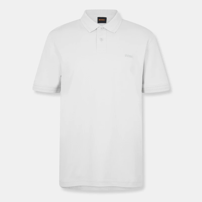 Image of Boss Mens PeInterlock Short-Sleeve Polo Shirt Light/Pstl Grey male S