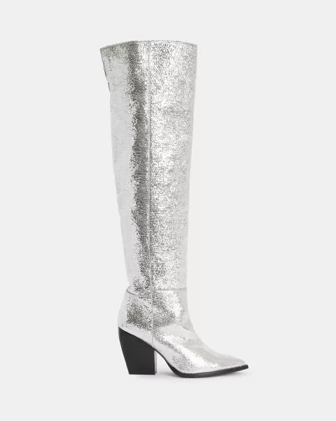 Image of AllSaints Reina Metallic Leather Boots