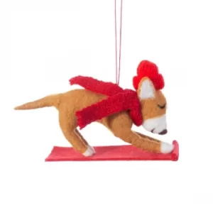 Image of Sass & Belle Yoga Downward Dog Felt Decoration