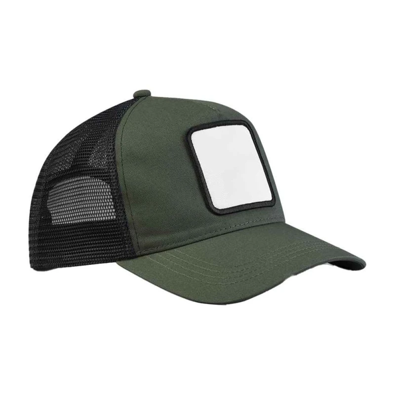 Image of Beechfield Beechfield Men 5 Panel Applique Patch Trucker Cap in Dark Olive Dark Olive One Size Male 5063703670395