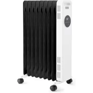 Image of Black+decker - Black + Decker BXRA43013GB Oil Filled Radiator with Remote Control, LED Display, 3 heat settings and 2kw Power in Black & White