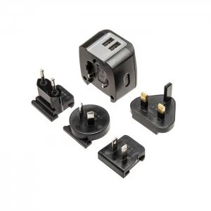 Image of Ansmann USB Dual Port Travel Charger - UK/EU/US/AUS
