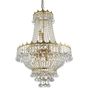 Image of Searchlight Lighting - Searchlight Versailles - 9 Light Crystal Chandelier Gold Finish, E14
