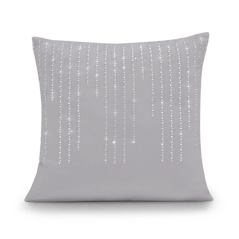 Image of Alan Symonds Velvet Feel Cushion Cover with Cascading Diamante Silver unisex 45x45cm
