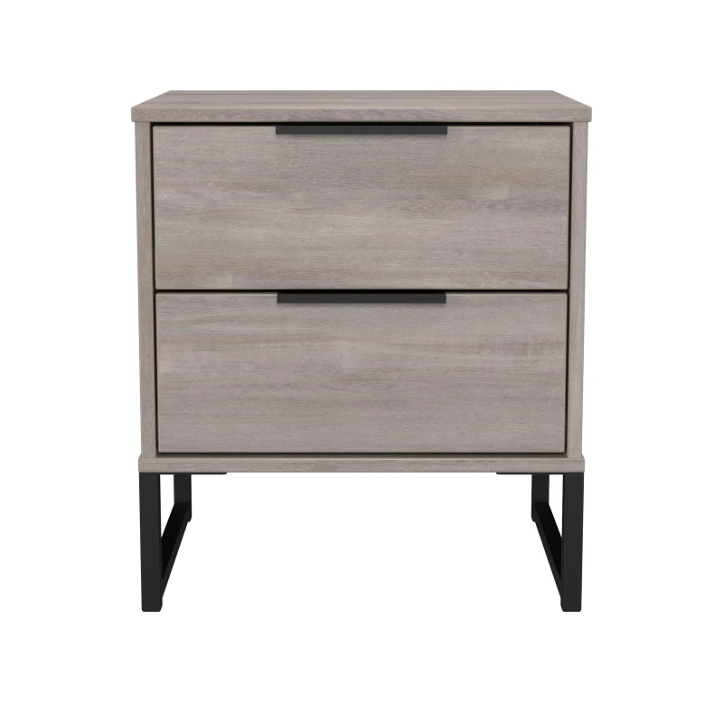 Image of Havana Ready Assembled 2 Drawer Bedside Cabinet in Grey Oak - Welcome Furniture TJ Hughes 5056812211986