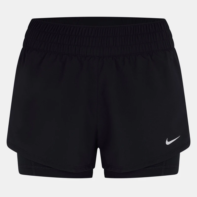 Image of Nike One Womens Dri-FIT Mid-Rise 3 2-in-1 Shorts Black female 10 (S)