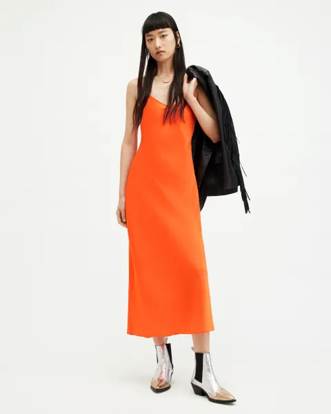 Image of AllSaints Bryony V-Neck Midi Slip Dress