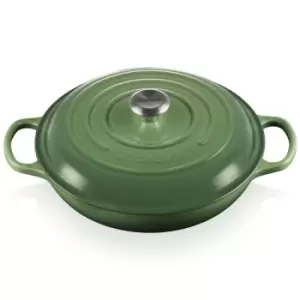 Image of Le Creuset 30cm Cast Iron Shallow Casserole Bamboo Green