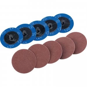 Image of Draper 50mm Diameter Aluminium Oxide Sanding Disc 50mm 120g Pack of 10