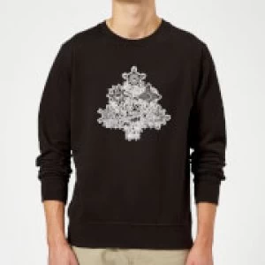 Image of Marvel Comics Marvel Shields Christmas Tree Black Christmas Sweatshirt - S - Black