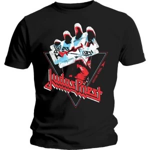 Image of Judas Priest - British Steel Hand Triangle Unisex Medium T-Shirt - Black