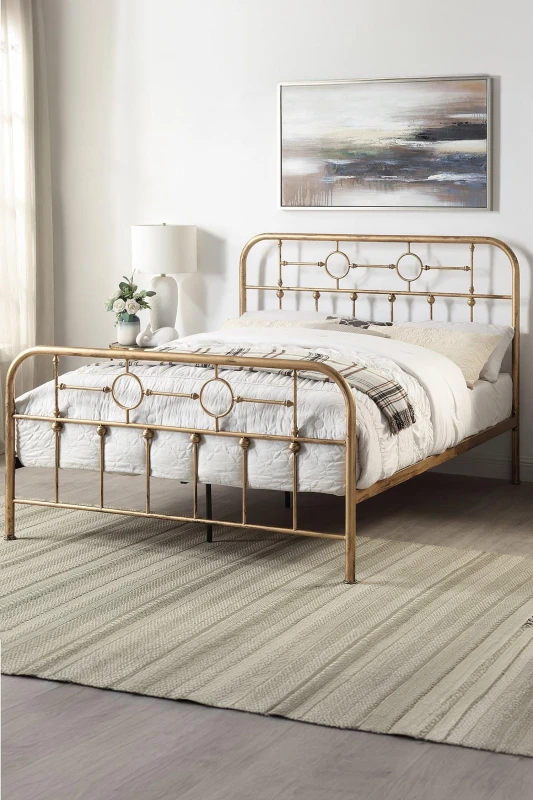 Image of SlumberWorx Ware Victorian Industrial Design Metal Bed Frame Bronze