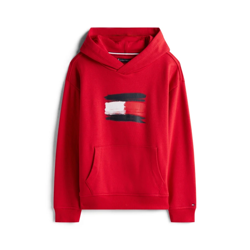Image of Tommy Hilfiger Kids Flag Pull Over Hoodie Red XLD male 14Y