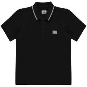 Image of CP COMPANY Boys Logo Polo Shirt - Black