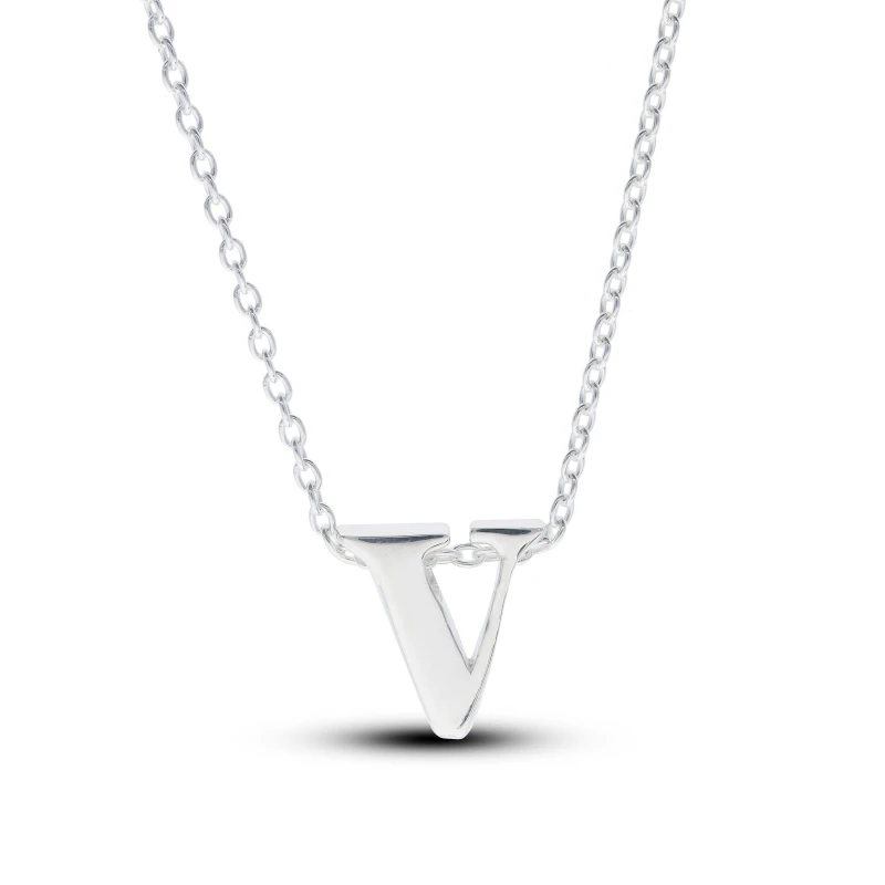 Image of Be You Sterling Silver lowercase Initial Necklace Silver female V