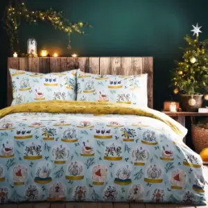 Image of Twelve Days of Christmas Festive Duvet Cover Set Blue