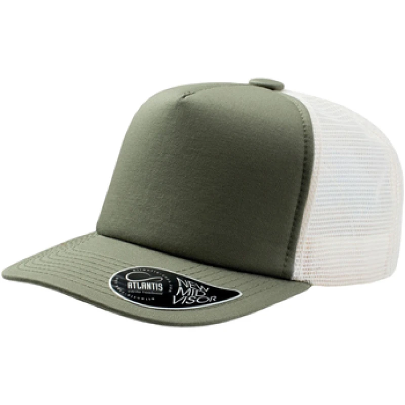 Image of Atlantis Atlantis Men Rrd Mid Visor 5 Panel Trucker Cap in Olive Olive One Size Male 5059000119026