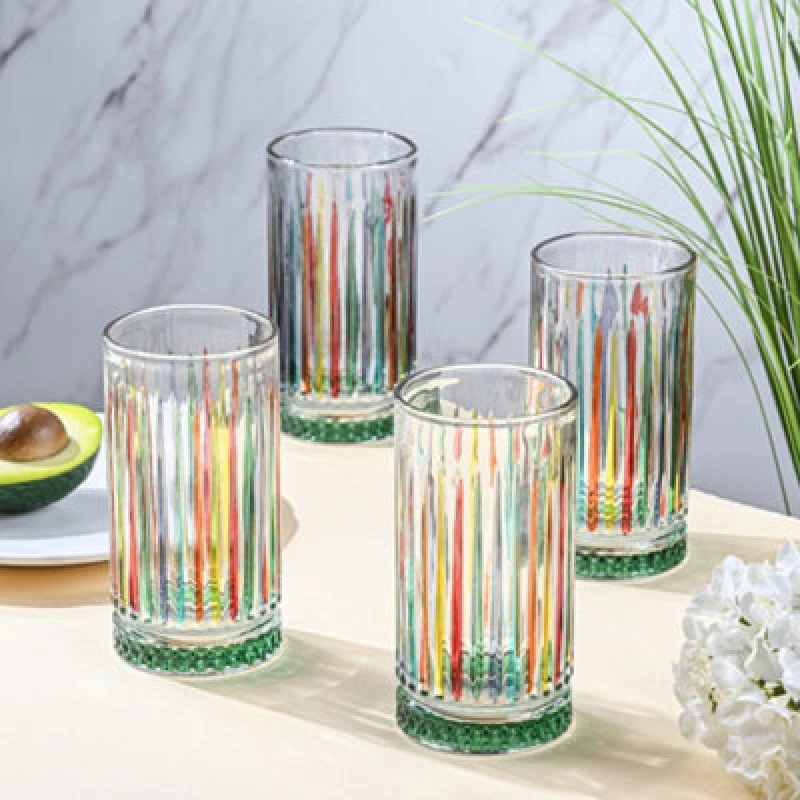 Image of Elegant 4 Piece Rainbow Gradient Hi-Ball Glassware
