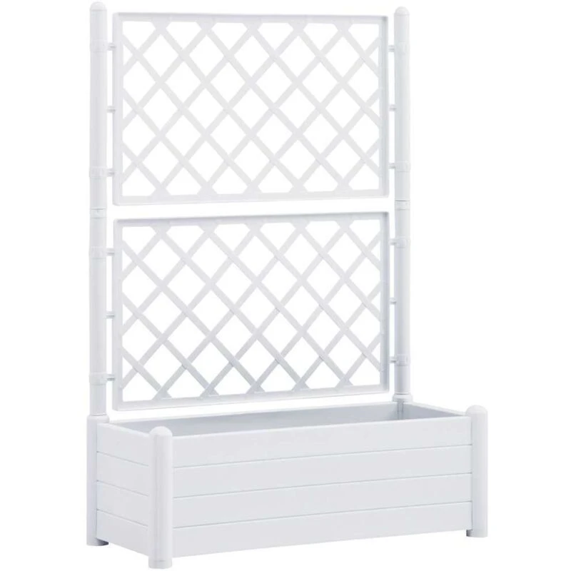 Image of VIDAXL Garden Planter with Trellis 100x43x142cm pp White Vidaxl 8720286194102