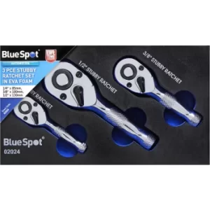 Image of Blue Spot Tools 3 PCE Stubby Ratchet Set In EVA Foam (1/4", 3/8", 1/2")