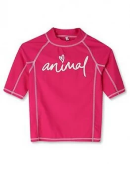 Image of Animal Girls Molli Shirt Sleeve Rash Vest - Pink, Size Age: 13-14 Years, Women