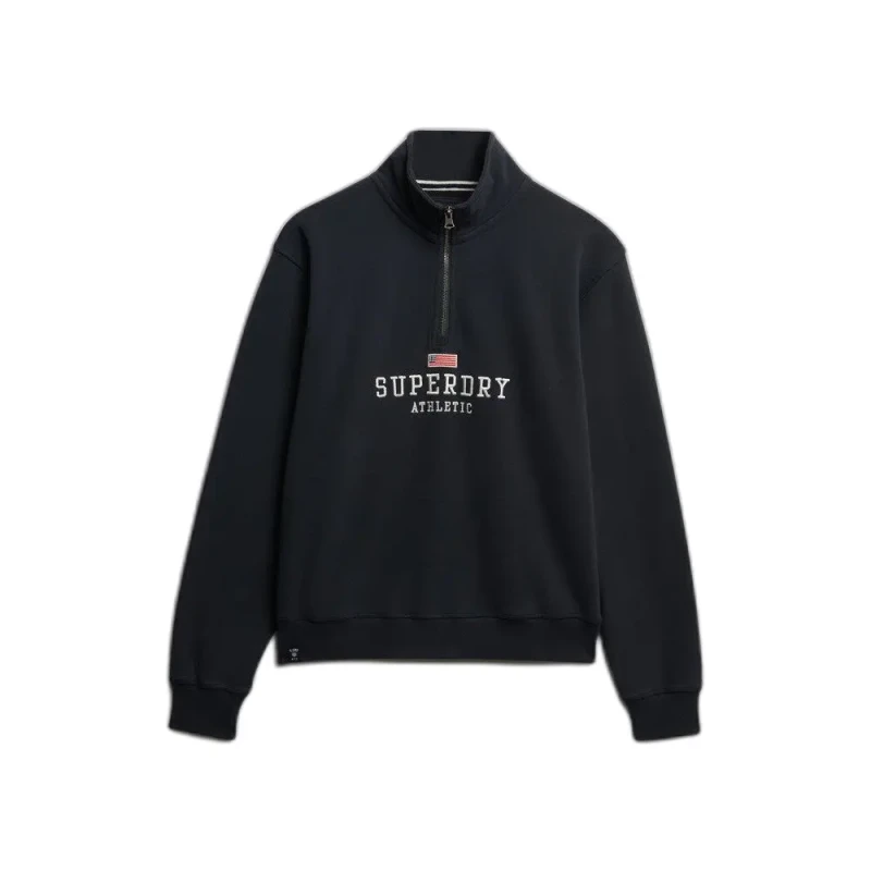 Image of Superdry Womens zip-up crew neck sweatshirt Superdry Athletic Essentials Graphic Bleu Female L