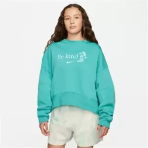 Image of Nike Fleece Crew Sweater Top Womens - Green