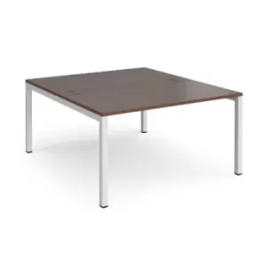 Image of Bench Desk 2 Person Starter Rectangular Desks 1400mm Walnut Tops With White Frames 1600mm Depth Connex